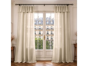 Lot de 2 voilages ajustables + 8 anneaux pince 140 x 270 cm evasion polyester effet lin