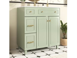 Meuble vasque 81,7 cm avec rangement et vasque céramique vert cravdom