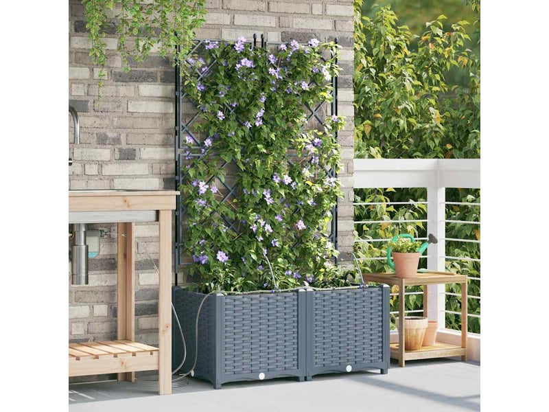  Jardinière - cache-pot de jardin 2 pcs gris clair 80 x 40 x 142 cm pp  - Conforama B