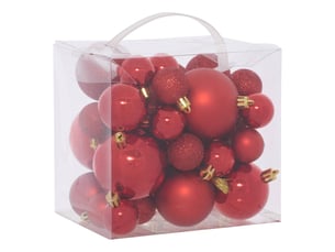 Kit de 35 boules de noël en plastique petit modèle rouge