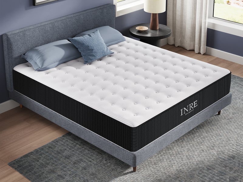 Matelas Hybride 160x200 cm INRE, Épaisseur 30cm, Ressorts Ensachés et Mousse à Mémoire de Forme, Moyenne Ferme, 7 Zones, Respirant  - Conforama B