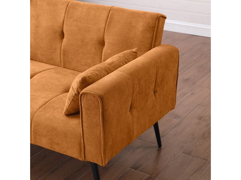  Canapé-lit futon - best choice products - 175x71x71 cm - jaune - tissu velours côtelé - facile à installer orange - Conforama D