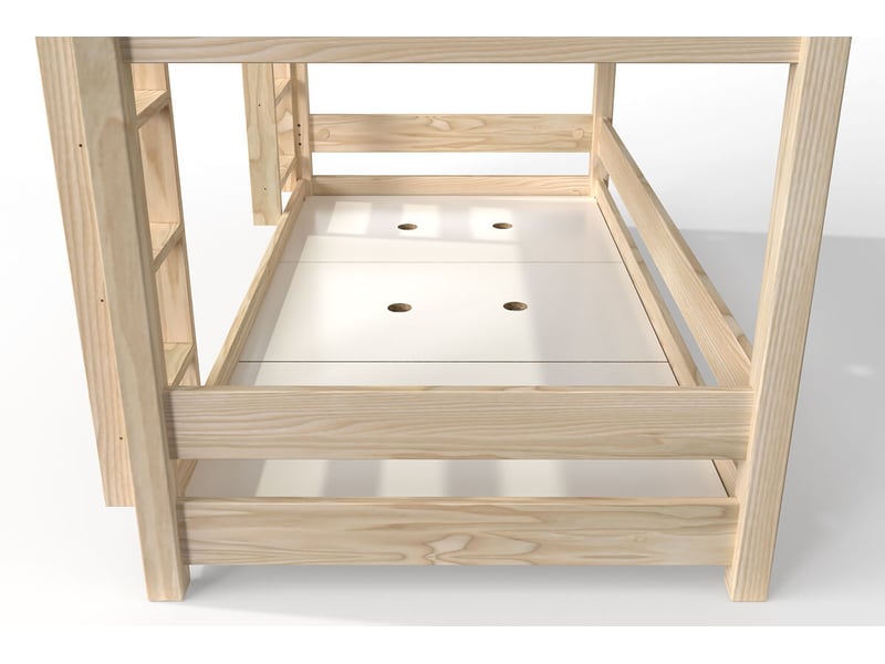 Lit superposé 3 places 80x190 en bois massif abc, brut (sans vernis) TRI380-B - Conforama C