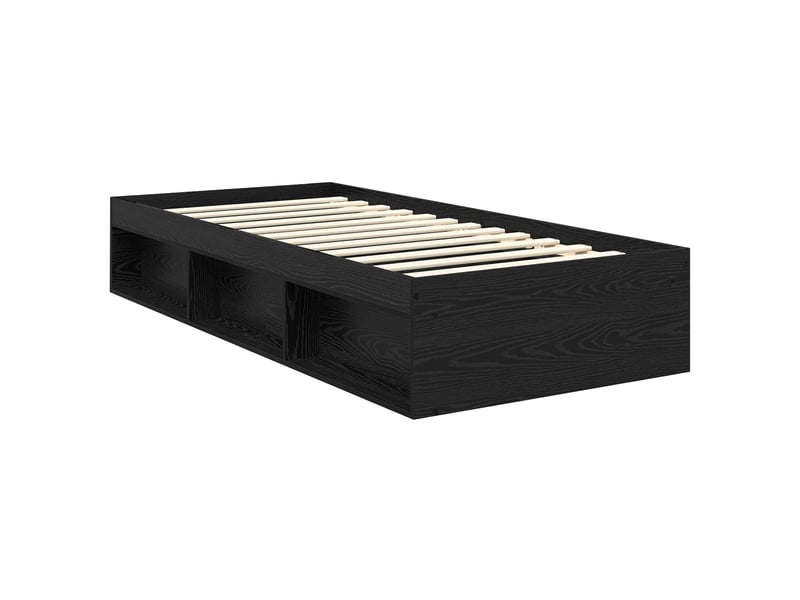  Lit simple, cadre de lit avec tête de lit noir 75 x 190 cm pin massif shl3939  - Conforama E