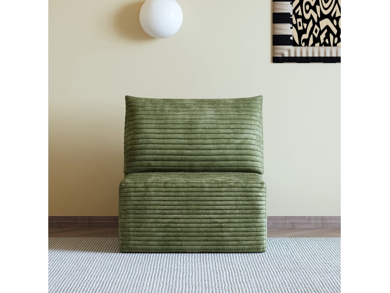  Fauteuil 1 place vert en tissu velours côtelé, 70 x 95 x 83 cm  - Conforama C
