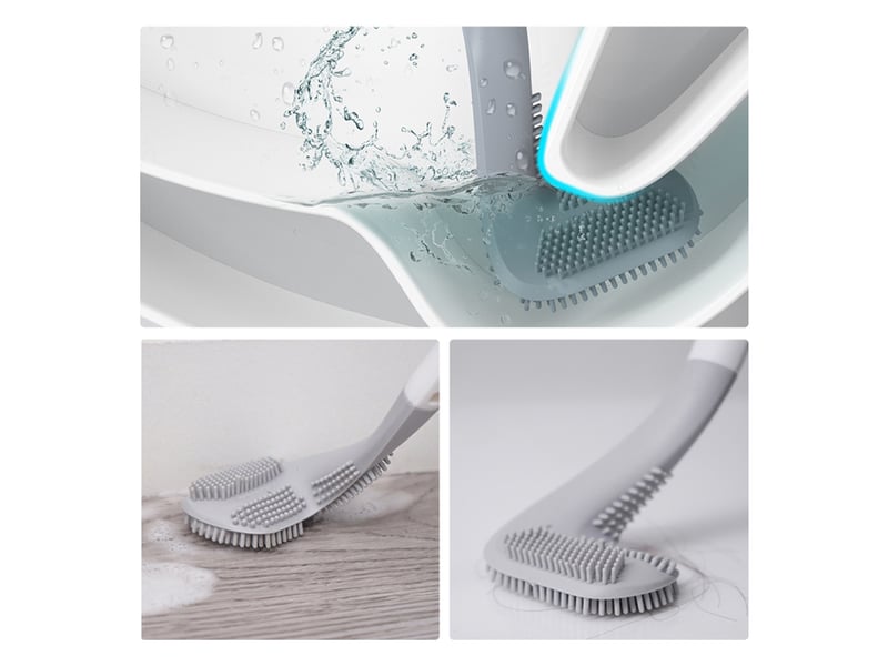 Brosse de nettoyage de toilettes blanche pour usage domestique, sans angles morts, brosse de toilette murale à long manche - Conforama E