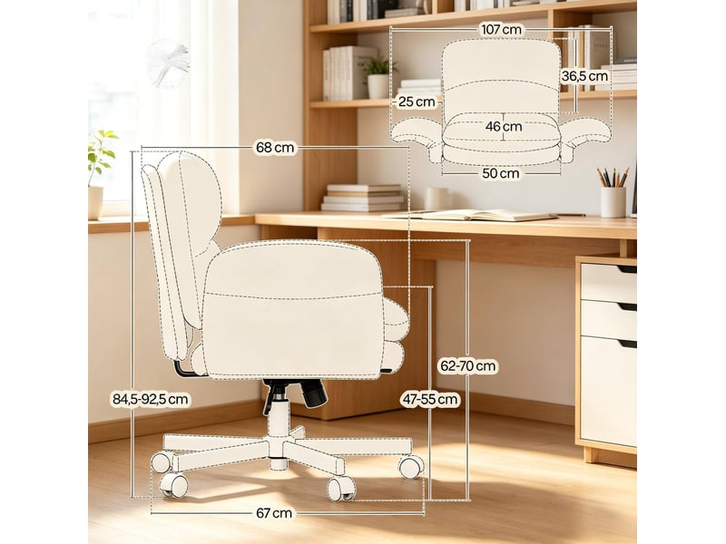  Chaise de bureau 68x71x84,5-92,5 cm pivotante réglable métal grise  - Conforama E