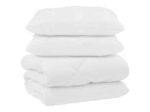 Couette avec oreillers 3 pcs - duvet blanc microfibre et plumes d'oie