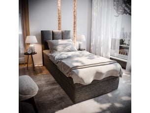 Lit avec rangement 80x200 cm <strong>MASSENO</strong>  <strong></strong> coloris gris