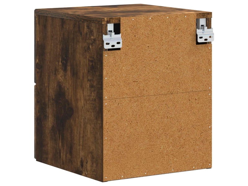  Table de chevet - cabinet de chevet - table de nuit mural chêne fumé 34,5 x 33 x 40 cm  - Conforama E