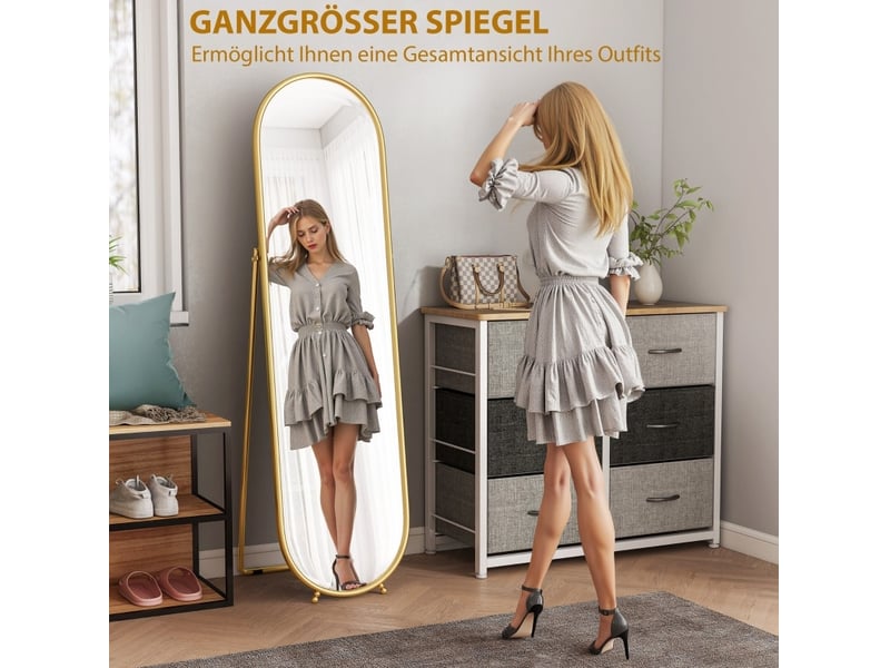 Miroir sur pied ovale 50 x 180 cm doré homvra - Conforama D