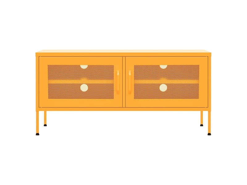  Meuble tv - banc tv - meuble de rangement jaune moutarde 105x35x50 cm acier  - Conforama C
