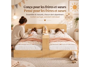 Lit 2 places 2x90x200 cm coloris naturel