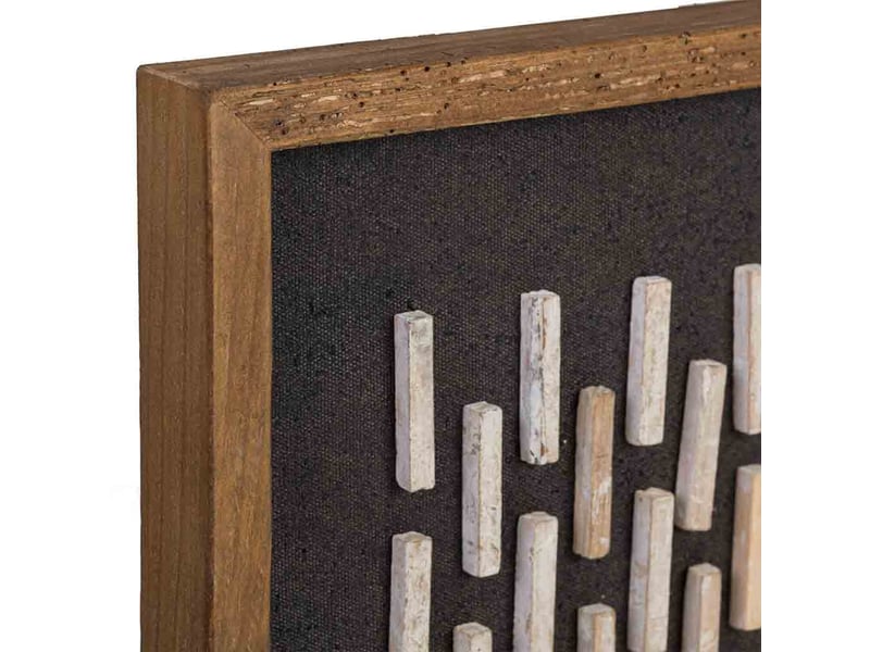 Tableau artisanal en bois recyclé relief noir et blanc 40x4x40 cm h - Conforama E