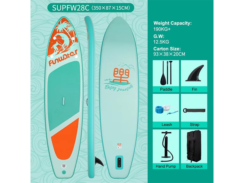 Planche de SUP Funwater SUPFW28C - 350x86x15cm 180kg  - Conforama D