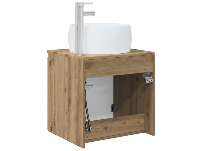  Vanité de lavabo mural, meuble de rangement chêne artisanal 49.5x44.5x66 cm shl1057  - Conforama E