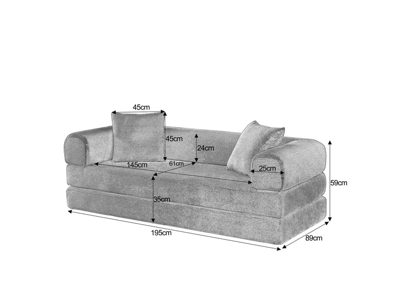  Canapé modulable convertible 195x89x59 cm 3 places vert  - Conforama E