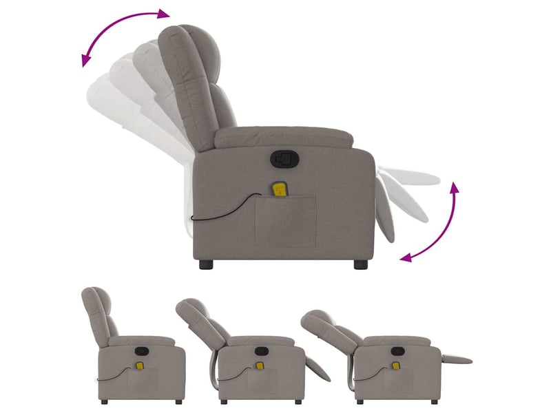 Fauteuil de massage - fauteuil relax inclinable taupe tissu - Conforama E