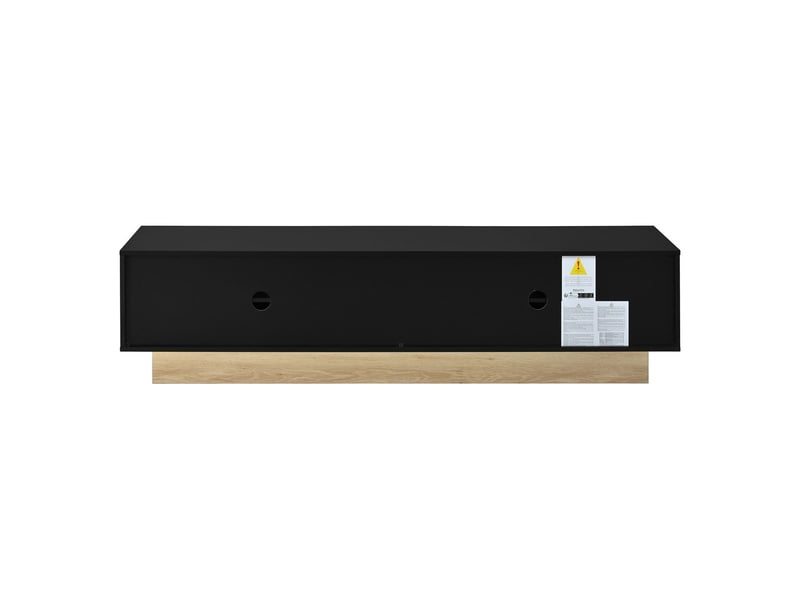  Meuble tv 175 cm, meuble tv contemporain avec rangement, design courbé noir, finition bois, passe-câbles intégré  - Conforama D