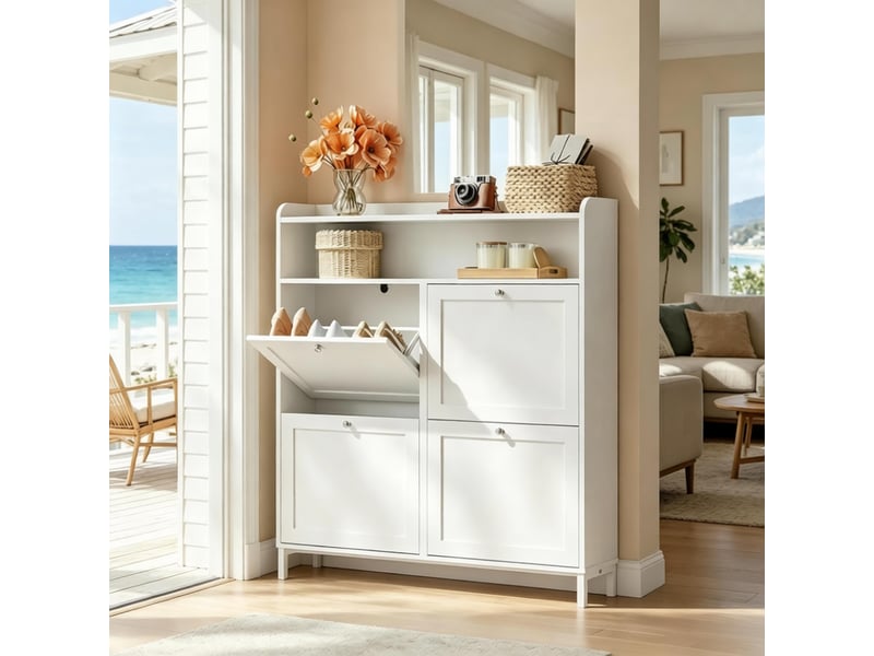 Meuble à chaussures modèle slim, armoire étroite élégante, rangement salon, meuble chaussures 1 pièce - Conforama D