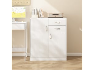 Commode moderne avec tiroirs et étagères, style loft, blanche, armoire, meuble de rangement, 74 cm