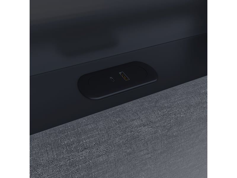 Lit coffre 160x200 cm, lit double avec espace de rangement et sommier à lattes, tête de lit led avec compartiment de rangement et usb, sans matelas  - Conforama R