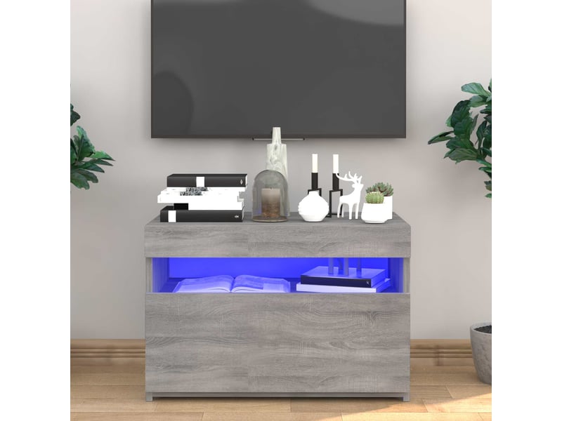  Meuble tv - banc tv - meuble de rangement avec lumières led sonoma gris 60x35x40 cm  - Conforama A