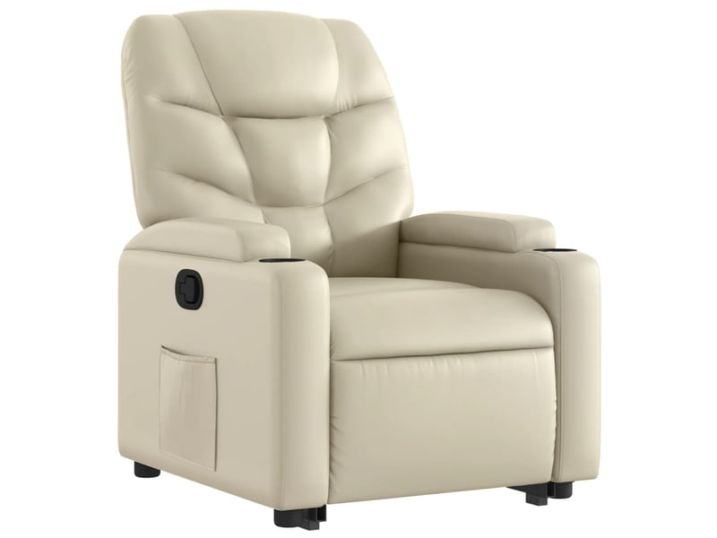  Fauteuil inclinable salon, fauteuil relax crème similicuir shl36823  - Conforama D