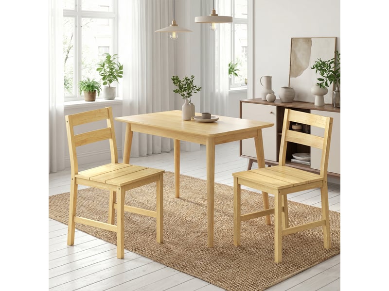  Lot de 2 chaises de salle à manger en bambou avec dossier courbé et assise à lattes couleur bois naturel  - Conforama B