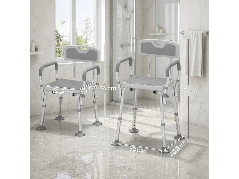 Chaise de douche ergonomique en acier, hauteur réglable, pieds antidérapants pour salle de bain  - Conforama C