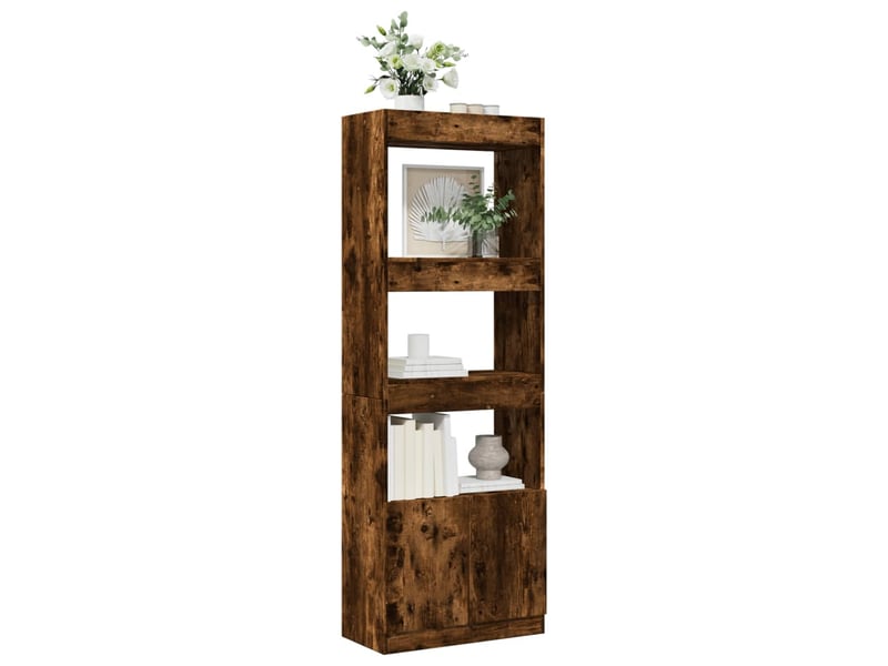  Buffet haut, meuble de rangement 63x33x180 cm chêne fumé bois d'ingénierie  - Conforama D
