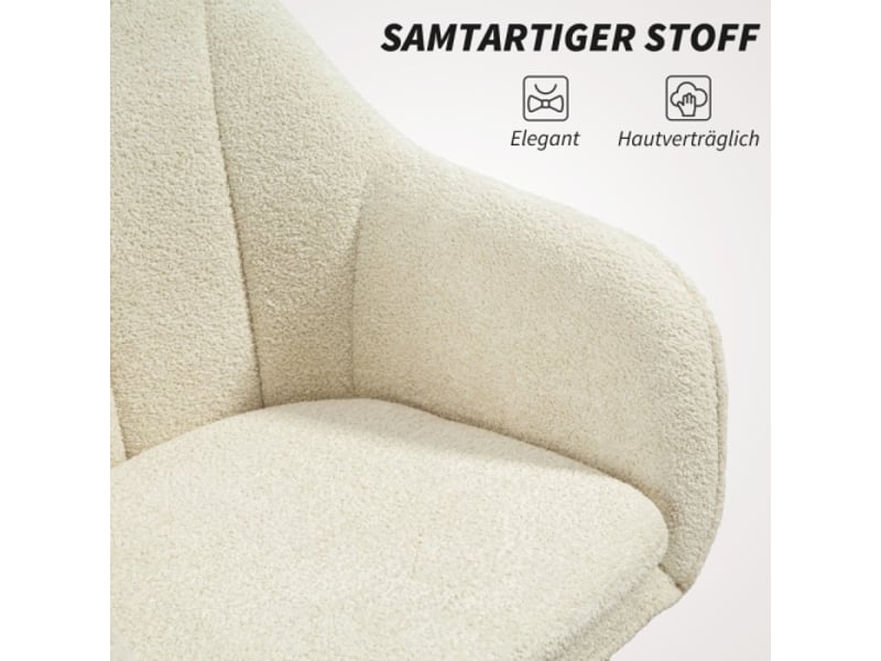 Chaise de bureau en velours beige, dossier incurvé, pour chambre et salon, confortable - Conforama E