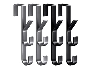 Lot de 4 crochets de porte verticaux, suspendus pour vêtements, et armoire, idéal pour suspendre des objets dans la chambre, salle de bain, noir
