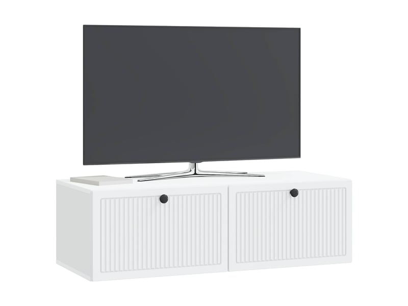  Meuble tv - banc tv - meuble de rangement mural blanc 98 x 41 x 30 cm bois d'ingénierie  - Conforama C