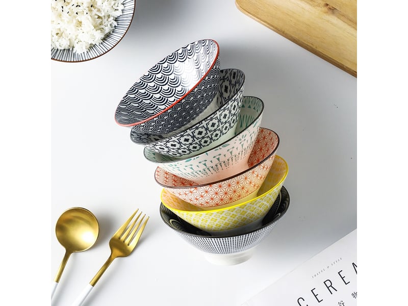  Lot de 6 bols à céréales en porcelaine – légers, pour pâtes, salade, ragoûts et riz  - Conforama B