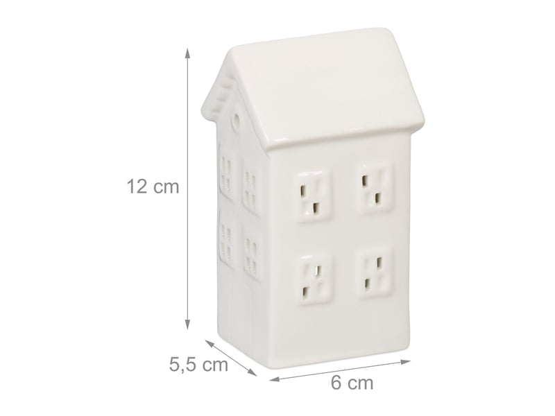  Photophore en forme de maison ambiance cosy déco intérieur 18 x 12 x 12 cm en porcelaine blanche 13_0015199  - Conforama B