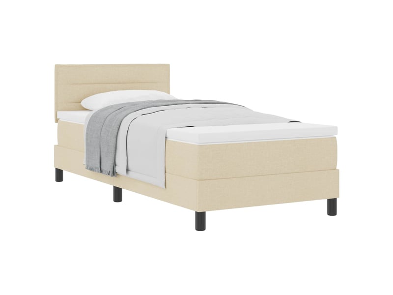  Lit adulte, lit simple, lit à ressorts avec tête de lit crème 100x200cm tissu cf17004  - Conforama A