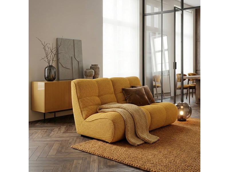 Canapé modulaire 2 places en velours doux design gardena - jaune - Conforama B