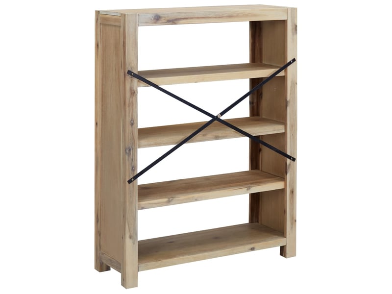  Bibliothèque 4 niveaux, armoire à livres 80x30x110 cm bois solide d'acacia  - Conforama E