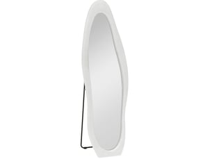 Miroir sur pied 50x160 cm cadre ondulé en mdf blanc