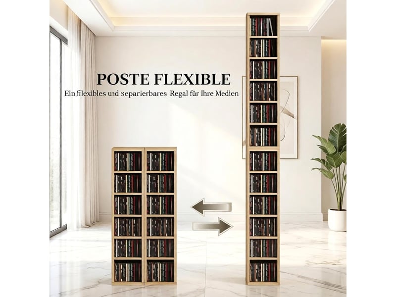  Lot de 2 colonnes de rangement 12 compartiments, 21 × 22,5 × 88,5 cm, jusqu’à 204 cd  - Conforama B