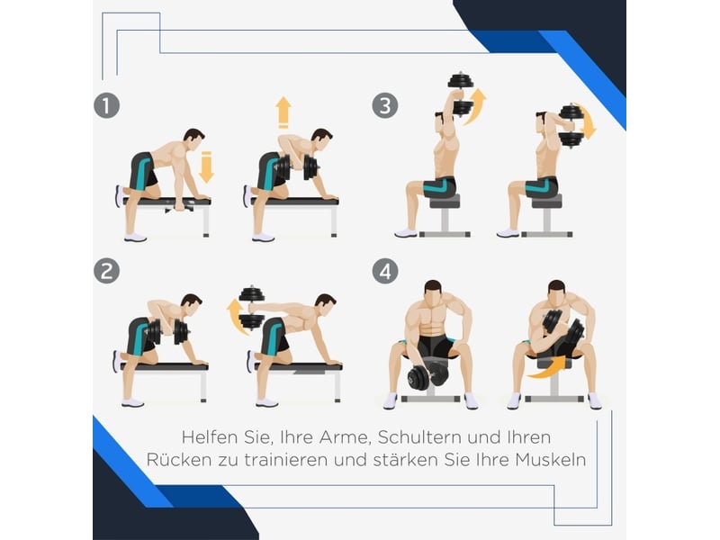 Set d'haltères réglables 40 kg noir, 2 barres en acier chromé et 12 disques pour entraînement musculaire - Conforama C