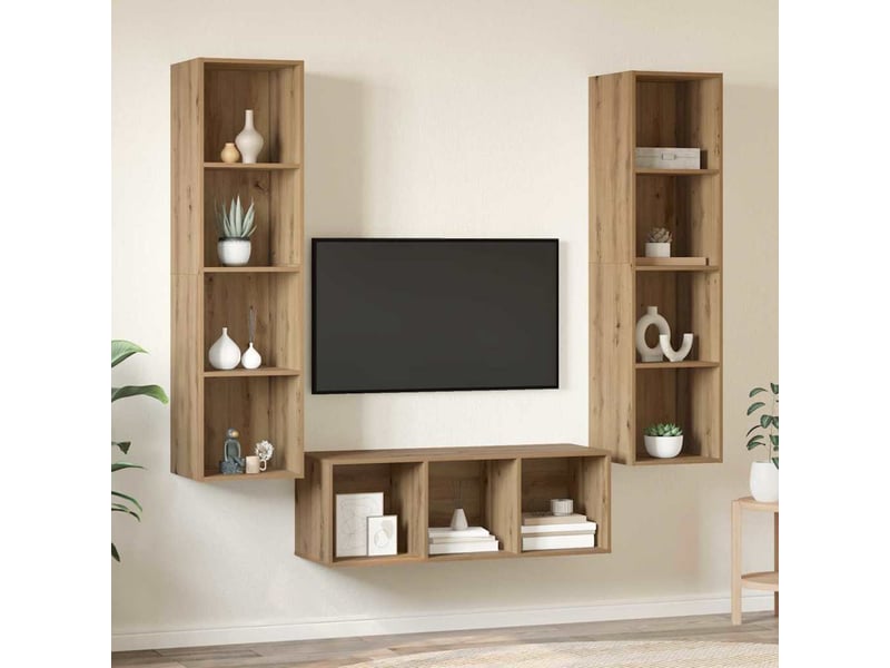  Ensemble meuble tv - banc tv - meuble de rangement 3 pcs chêne artisanal bois d'ingénierie  - Conforama D