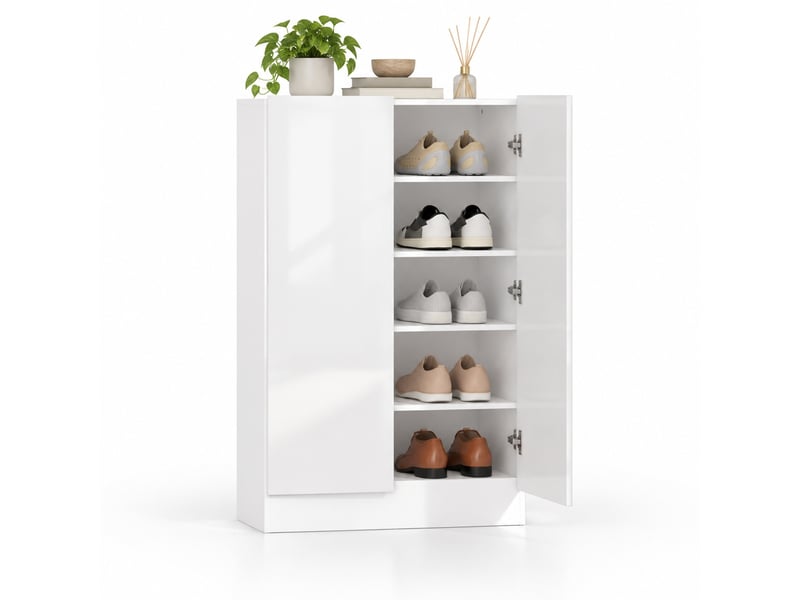  Meuble à chaussures à 5 niveaux avec étagères réglables pour entrée 72×34,5×103 cm blanc  - Conforama A