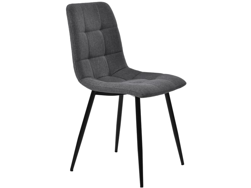  Ensemble table à manger avec 4 chaises, table 120 x 70 cm en mdf, sièges en tissu gris foncé et pieds en métal noir  - Conforama W