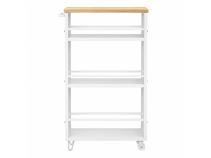 Desserte roulante de cuisine, grand chariot de rangement polyvalent, mobile, blanc