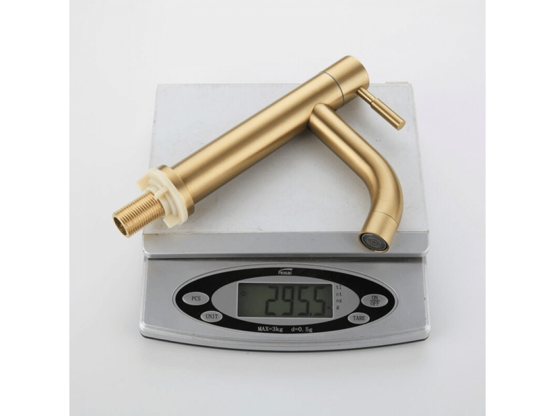 Robinet de lavabo, robinet de lavabo à levier unique en laiton froid monotrou, or brossé - Conforama D