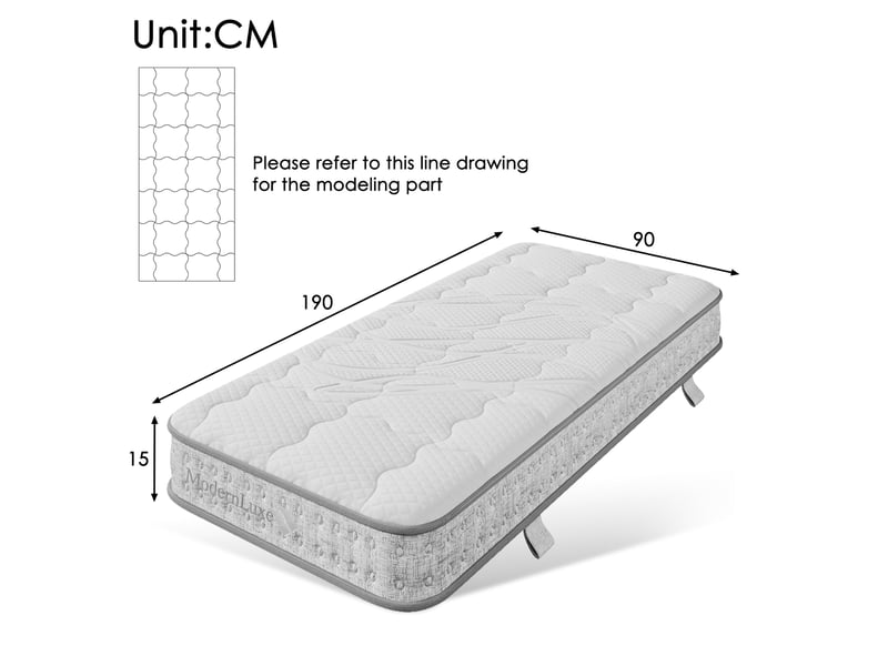 Matelas 90x190 cm 7 zones à ressorts ensachés et mousse h3, 15 cm cravdom - Conforama E
