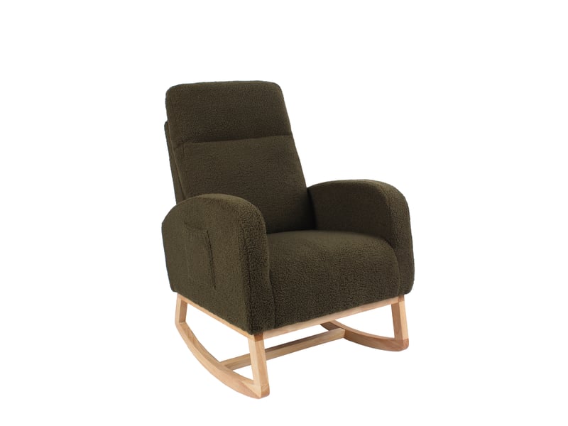 Fauteuil à bascule à dossier haut 75x63x104 cm en tissu bouclette vert - Conforama A