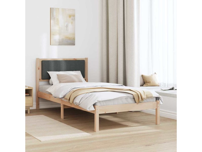  Lit simple- lit adulte -  cadre de lit avec tête de lit rembourrée gris foncé 90 x 190 cm  - Conforama C